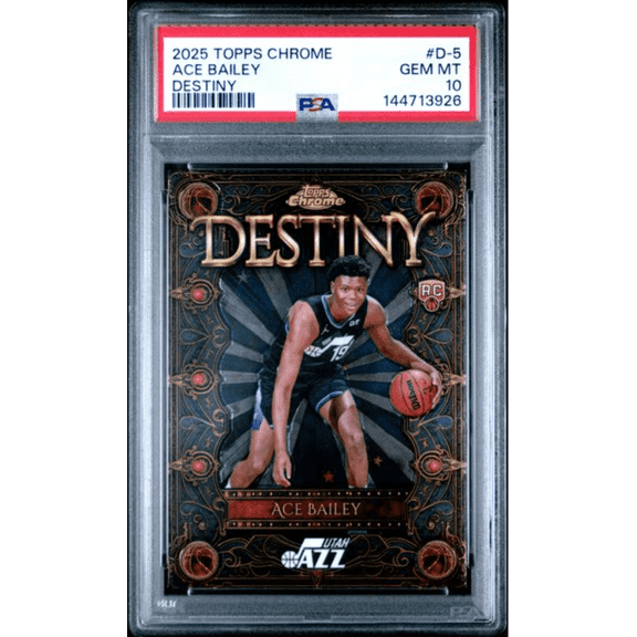 Graded 2025 Topps Chrome Ace Bailey #D5 Destiny Rookie RC Basketball Card PSA 10 Gem Mint