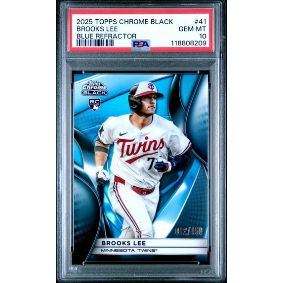 Graded 2025 Topps Chrome Black Brooks Lee #41 Blue Refractor /150 Rookie RC Baseball Card PSA 10 Gem Mint