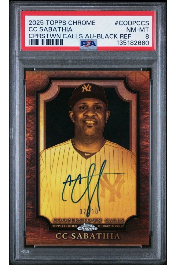 Graded 2025 Topps Chrome Black Refractor Auto COOPCCS CC Sabathia Yankees PSA 8