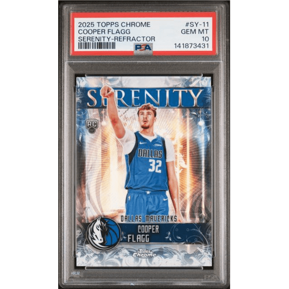 Graded 2025 Topps Chrome Cooper Flagg #SY11 Serenity Refractor Rookie RC Basketball Card PSA 10 Gem Mint