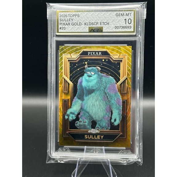 Graded 2025 Topps Chrome Disney Pixar Monsters Sully #20 Gold Trading Card AGS 10