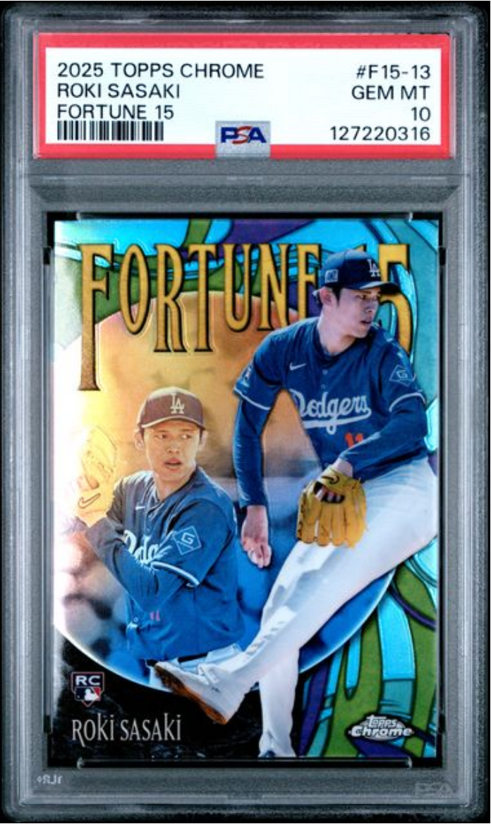 Graded 2025 Topps Chrome Roki Sasaki #F15-13 Fortune 15 Rookie RC ...