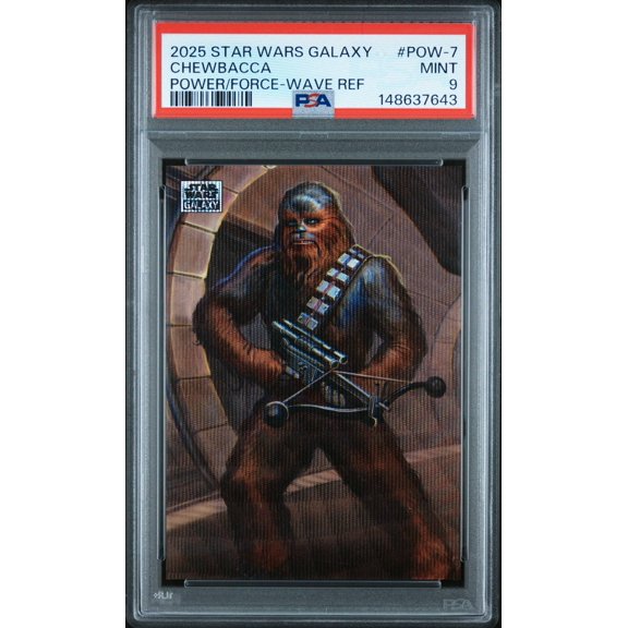 Graded 2025 Topps Chrome Star Wars Galaxy Power Of The Force Wave Ref Chewbacca #POW-7 PSA 9