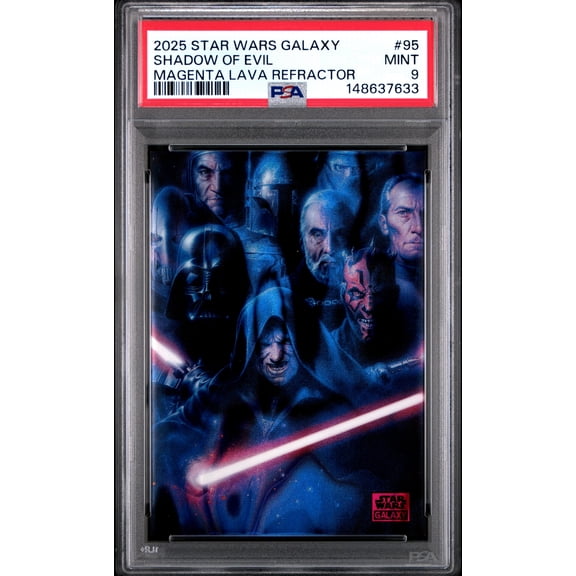 Graded 2025 Topps Chrome Star Wars Galaxy Shadow Of Evil Magenta Lava #95 PSA 9