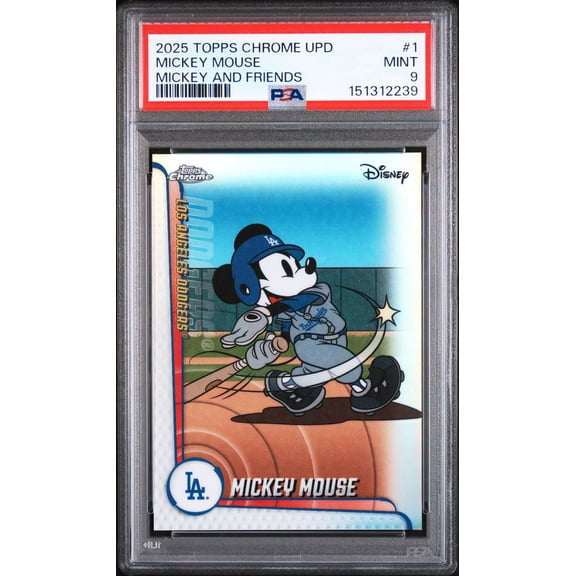 Graded 2025 Topps Chrome Update Mickey And Friends Mickey Mouse #1 PSA 9 Baseball Card