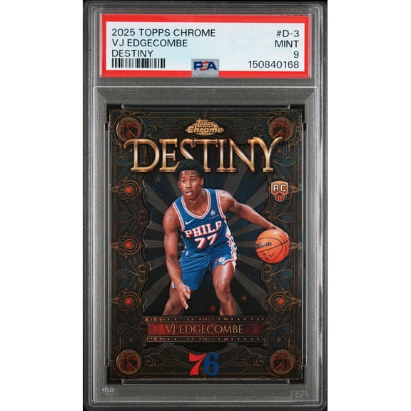 Graded 2025 Topps Chrome VJ Edgecombe #D3 Destiny Rookie RC Basketball Card PSA 9 Mint