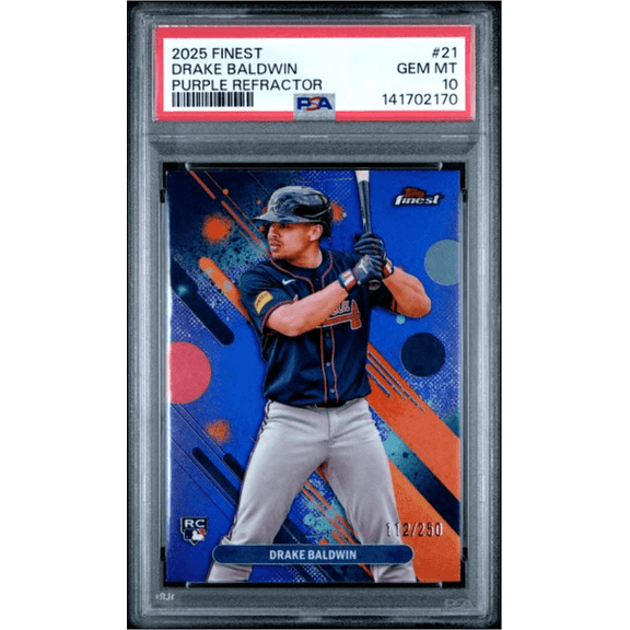 Graded 2025 Topps Finest Drake Baldwin #21 Purple Refractor /250 Rookie RC Baseball Card PSA 10 Gem Mint