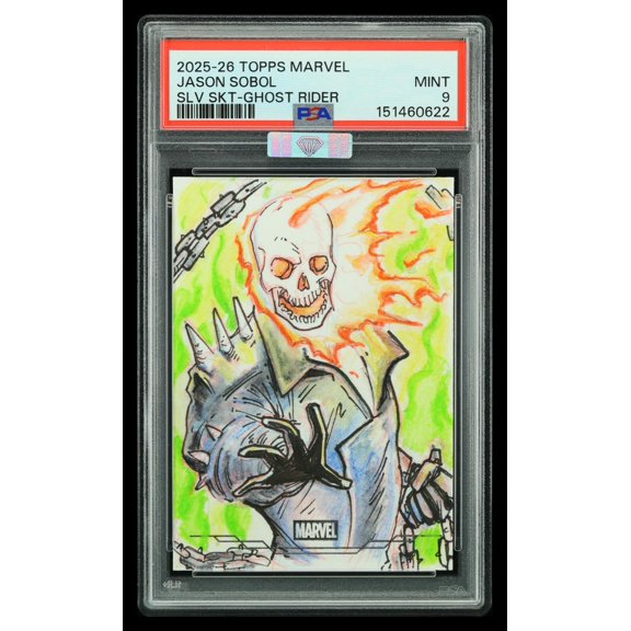 Graded 2025 Topps Marvel Silver Sketch Jason Sobol Ghost Rider 9 MBA 9
