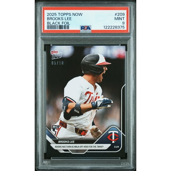 Graded 2025 Topps Now Brooks Lee #209 Black Foil /10 Rookie RC Baseball Card PSA 9 Mint