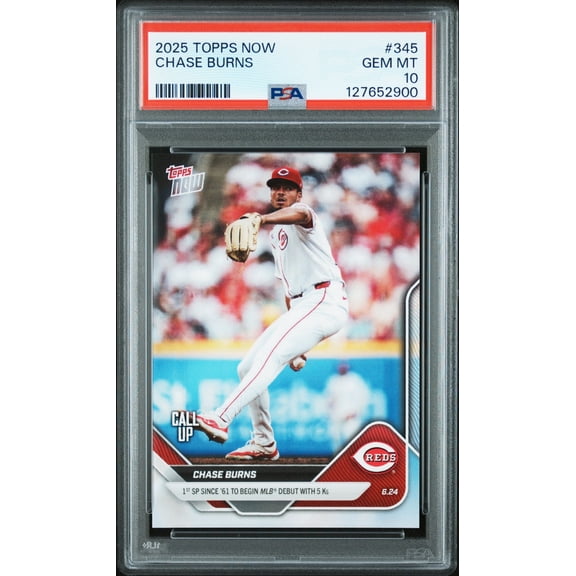Graded 2025 Topps Now Chase Burns #345 Rookie RC Baseball Card PSA 10 Gem Mint