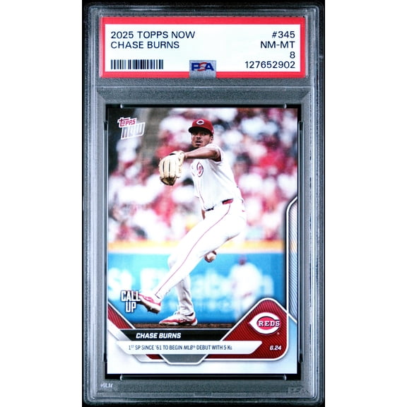 Graded 2025 Topps Now Chase Burns #345 Rookie RC Baseball Card PSA 8 Near Mint