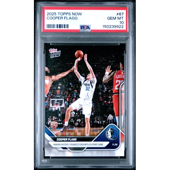 Graded 2025 Topps Now Cooper Flagg #67 Rookie RC Basketball Card PSA 10 Gem Mint