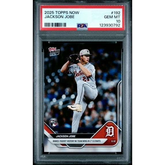 Graded 2025 Topps Now Jackson Jobe #192 Rookie RC Baseball Card PSA 10 Gem Mint
