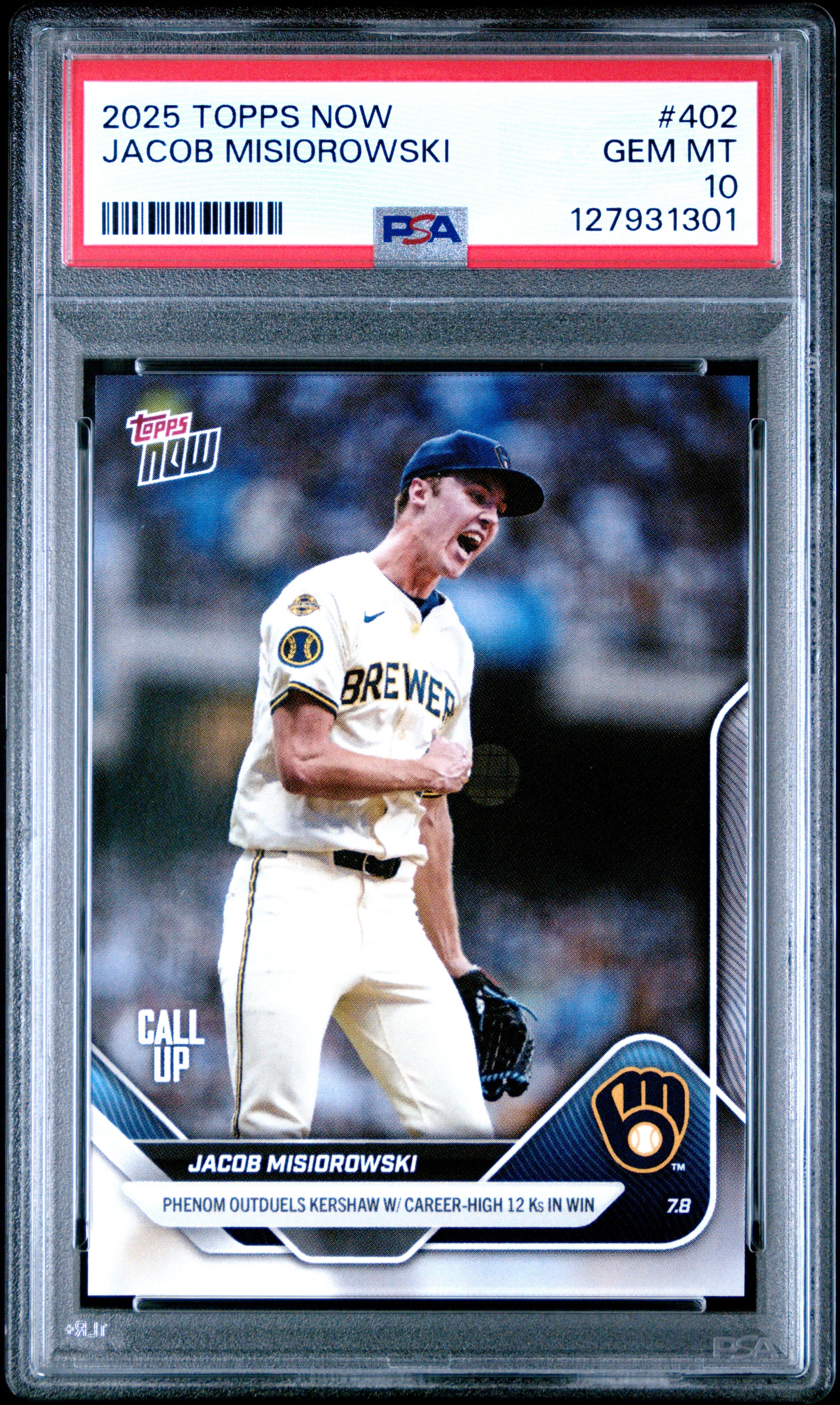 Graded 2025 Topps Now Jacob Misiorowski #402 Rookie RC Baseball Card ...