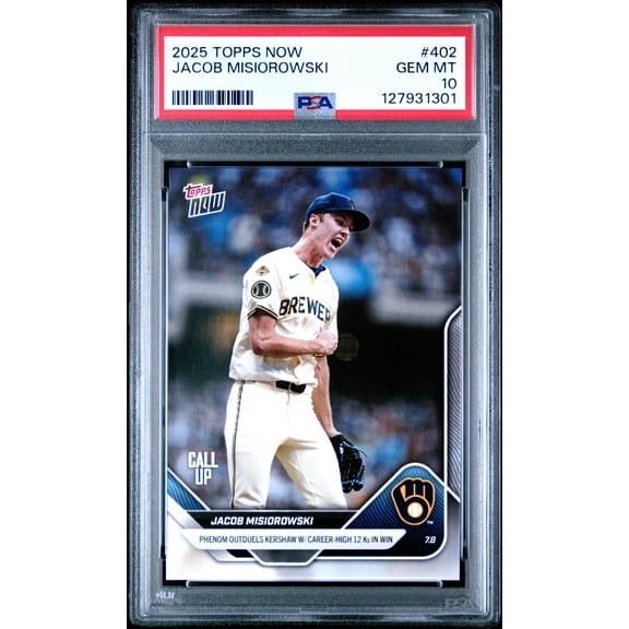 Graded 2025 Topps Now Jacob Misiorowski #402 Rookie RC Baseball Card PSA 10 Gem Mint