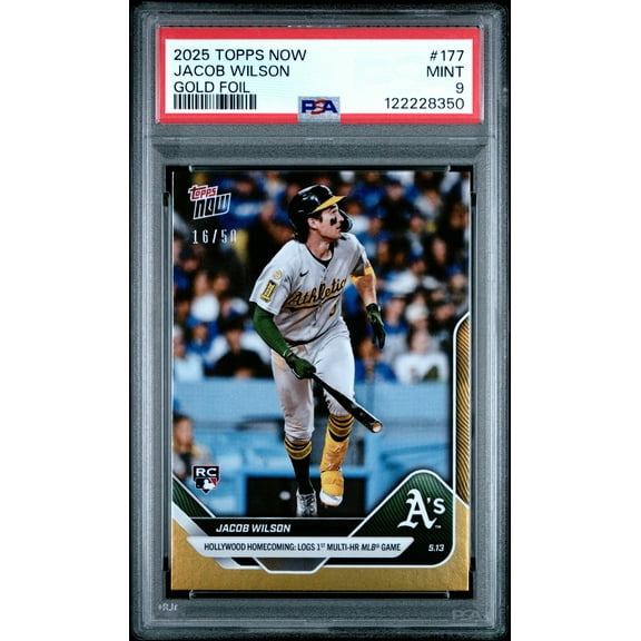 Graded 2025 Topps Now Jacob Wilson #177 Gold Foil /50 Rookie RC Baseball Card PSA 9 Mint
