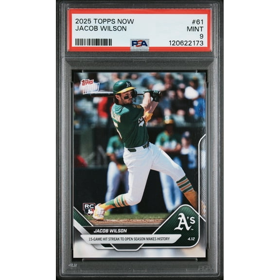Graded 2025 Topps Now Jacob Wilson #61 Rookie RC Baseball Card PSA 9 Mint