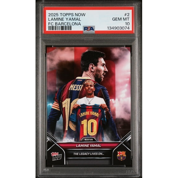 Graded 2025 Topps Now Lamine Yamal #2 FC Barcelona Soccer Card PSA 10 Gem Mint