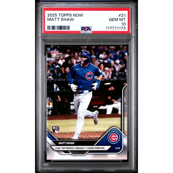 Graded 2025 Topps Now Matt Shaw #21 Rookie RC Baseball Card PSA 10 Gem Mint