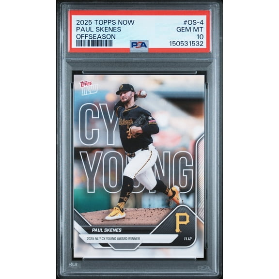 Graded 2025 Topps Now Paul Skenes #OS4 Offseason Baseball Card PSA 10 Gem Mint