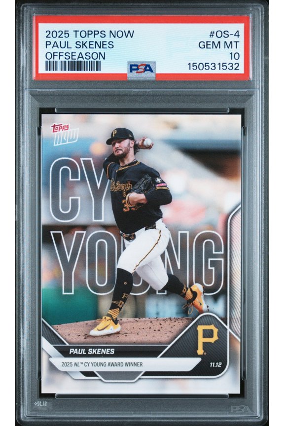 Graded 2025 Topps Now Paul Skenes #OS4 Offseason Baseball Card PSA 10 Gem Mint