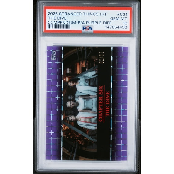 Graded 2025 Topps Stranger Things High Tek Compendium Purple Diff The Dive #C31 PSA 10