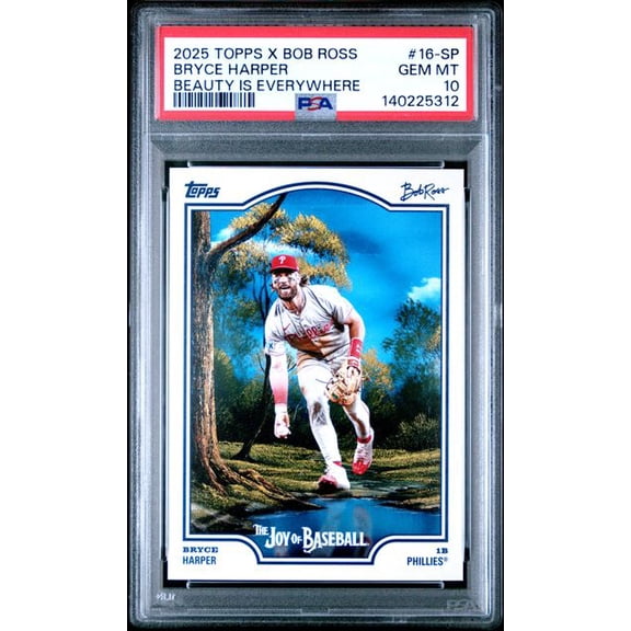 Graded 2025 Topps x Bob Ross Bryce Harper #16SP Beauty is Everywhere Baseball Card PSA 10 Gem Mint
