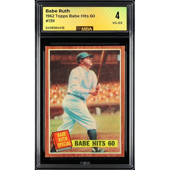 Graded 4 MBA Babe Ruth 1962 Topps Babe Hits 60 #139 Baseball Card