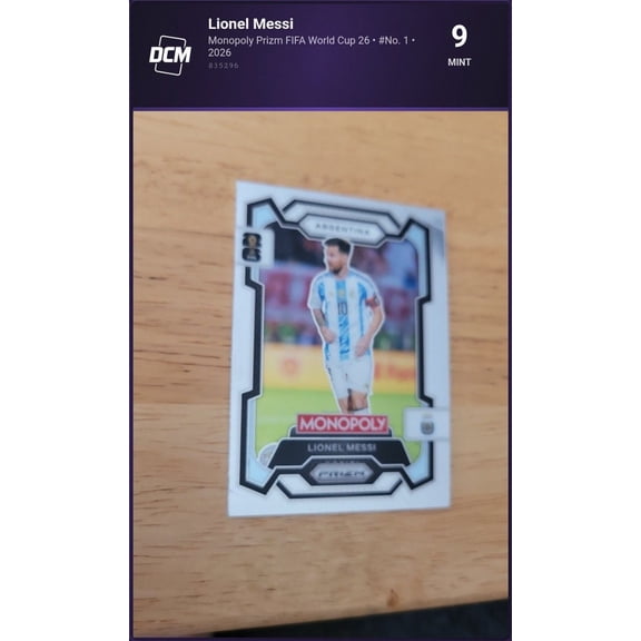 Graded 9 Lionel Messi 2026 Monopoly Prizm FIFA World Cup 26 Panini #1 Trading Card