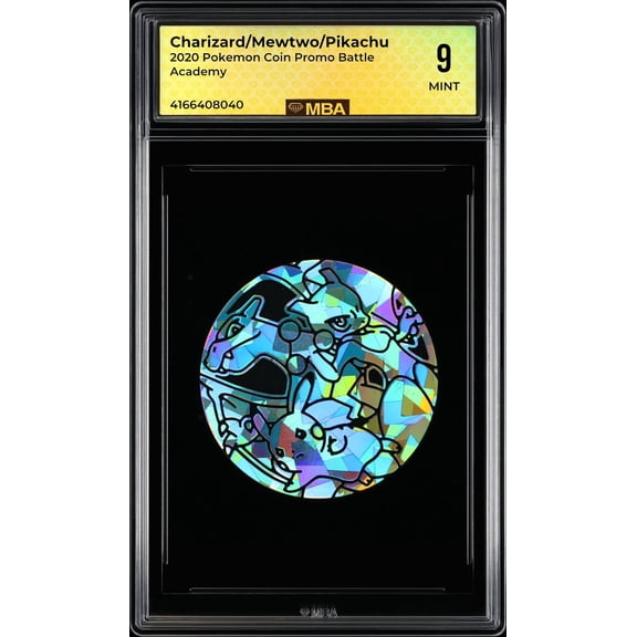 Graded 9 MBA 2020 Pokemon Coin Promo Battle Academy Charizard Mewtwo Pikachu Auto Trading Card