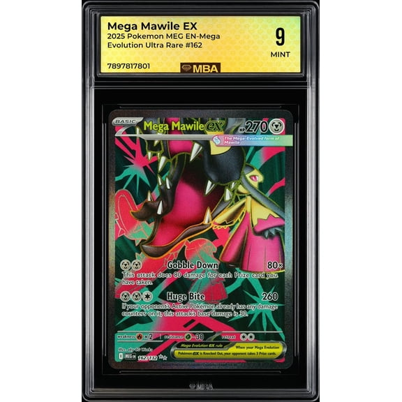 Graded 9 MBA 2025 Pokemon Mega Evolution Mega Mawile EX #162 Ultra Rare Auto Trading Card