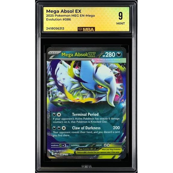 Graded 9 Mega Absol EX 086 2025 Pokemon Mega Evolution MEG EN Trading Card MBA 9