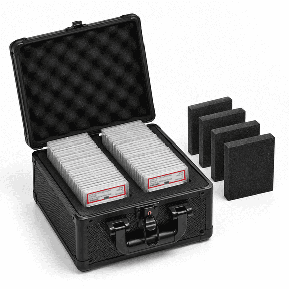 Graded Card Case, Sturdy Storage Box with Foam Stoppers, Holds 60+ Graded Cards for Sports Trading Card Collection