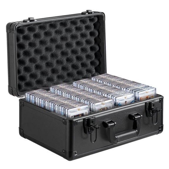 Graded Card Storage Box, 108 Card Capacity, with Key Lock & Foam Dividers - PSA, BGS, SGC Compatible - Sports Card Carrying Case