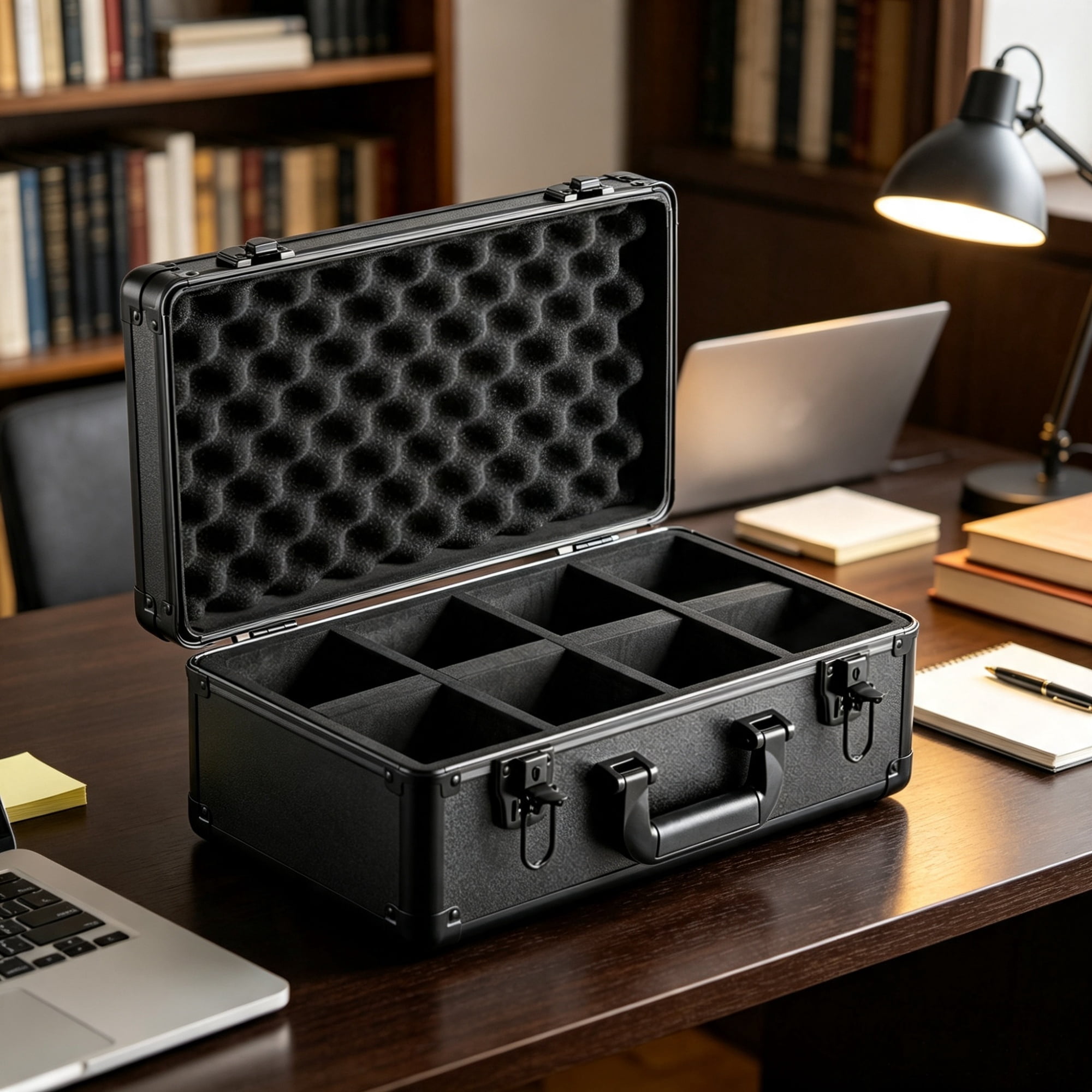 Graded Card Storage Box (4 Slots), Graded Sports Cards Holder Carrying Case with Key Lock Foam Dividers