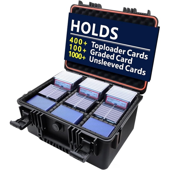 Graded Card Storage Box for Baseball - Trading with Adjustable Dividers Fits PSA BGS SGC Slabs | Waterproof Hard Cases Sports Cards, Top Loader, Magnetic Toploader