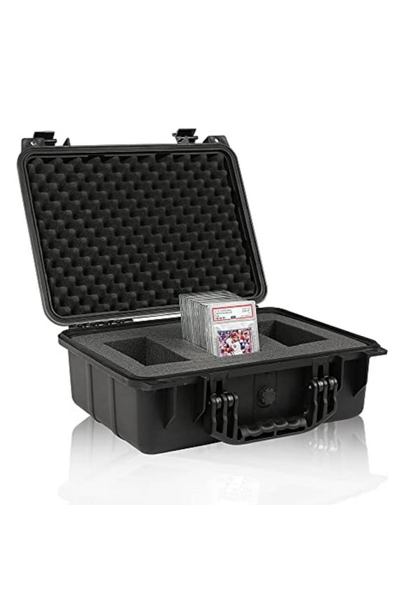 Graded Card Storage Box Fit for BGS PSA SGC FGS Graded Sports Trading Cards Weatherproof Case Impact Absorbing Foam Slots (Large)
