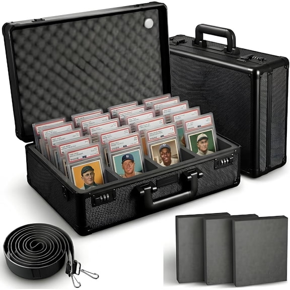 Graded Card Storage Box - Lockable PSA Slab Case for Graded Cards, Baseball and Sports Card Case, Baseball Storage Box Holds 160 Slabs or 640 Toploaders Fits BGS SGC, Fits Popular Trading Cards