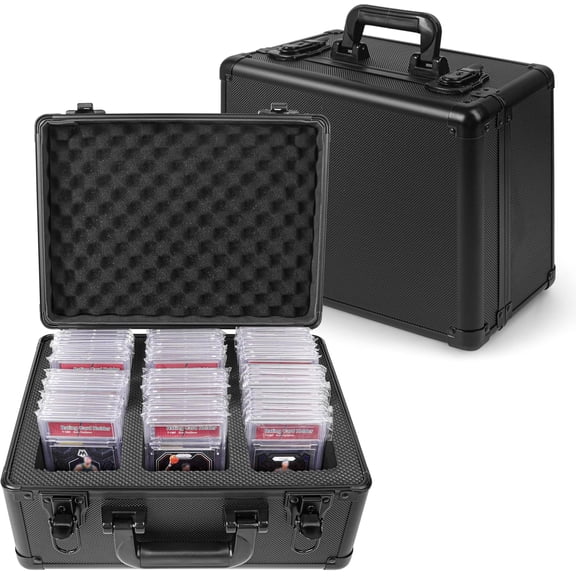 Graded Card Storage Box for PSA BGS SGC Slabs Large 3-Slot Trading with Protective Foam Insert Sports Case &Slab Toploaders and Collectible Organizer
