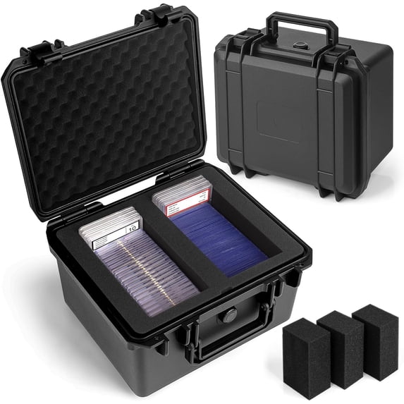 Graded Card Storage Box - Sports Trading Slab Case Compatible with PSA CSG SGC Magnetic Holder & Top Loaders, Waterproof Boxes 2 Custom Cards Compartments
