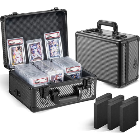 Graded Card Storage Box, Trading Cards Slab Carrying Case, 3 Row Hard Sports Cards Holder Boxes with 6 Dividers Fits for PSA BGS SGC Top Loaders Collection