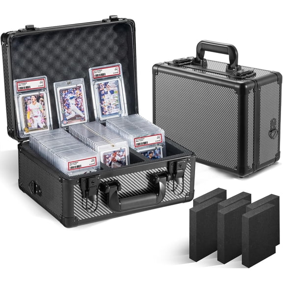 Graded Card Storage Box, Trading Cards Slab Carrying Case, 3 Row Hard Sports Cards Holder Boxes with 6 Dividers Fits for PSA BGS SGC Top Loaders Collection