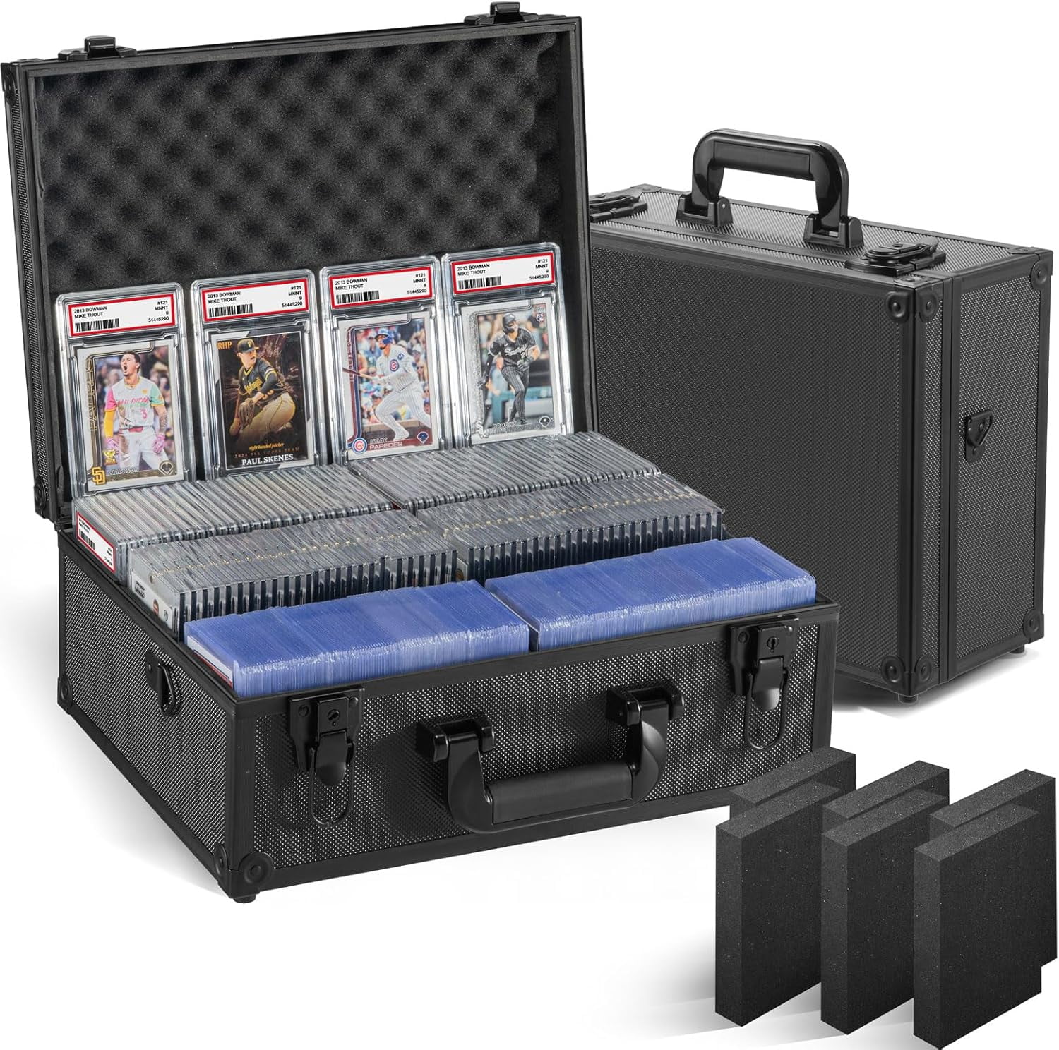 Graded Card Storage Box, Trading Cards Slab Carrying Case, 6 Row Black ...