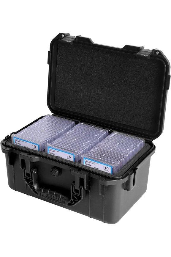 Graded Card Storage Box - Waterproof PSA Slab Case Holds 60 Cards, Fits BGS/CSG/SGC & Toploaders/Magnetic Holders - Sports & Trading Card Organizer (Case Only)