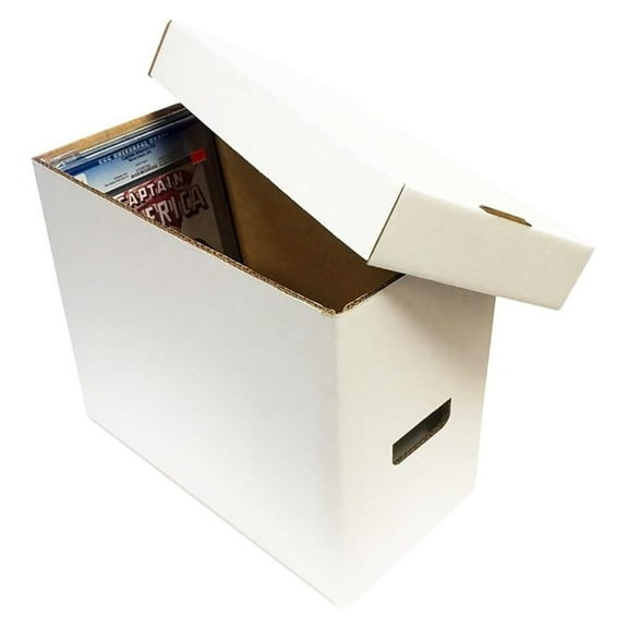 Graded Comic Storage Box - Holds 35-40 Comics - White - Max Pro - Cardboard Storage for Collectible Comics - Made in USA