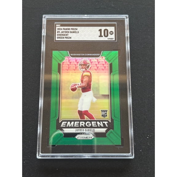 Graded 2023 Jayden Daniels Green Rookie Football Card SGC 10 Washington Commanders