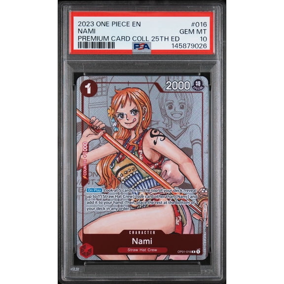 Graded PSA 10 2023 One Piece Premium Card Collection 25th Edition Nami #016