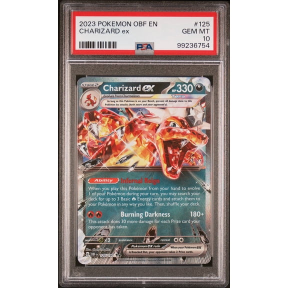 Graded PSA 10 2023 Pokemon Obf EN-Obsidian Flames Charizard EX #125 Trading Card
