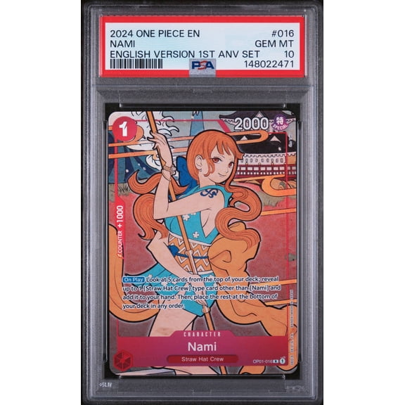Graded PSA 10 2024 One Piece English 1st Anniversary Set Nami #016 Trading Card