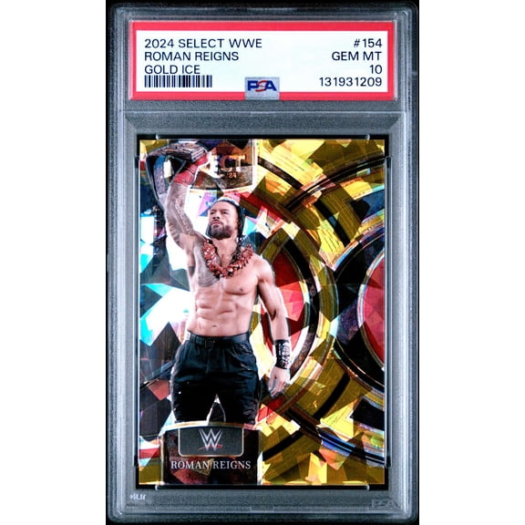 Graded PSA 10 2024 Panini Select WWE Roman Reigns #154 Gold Ice